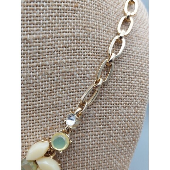 Anne Klein Gold Tone Rhinestone Beaded Collar Necklace & Dangle Earrings Set 19" - Picture 5 of 12